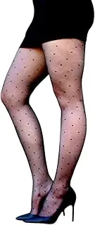 [Millennials In Motion] Swiss Polka Dot Small Spotted Dots Patterned Fishnet Tights Sheer Dotted Pantyhose Stockings, Heart Polka, One Size