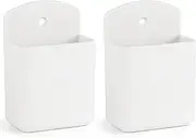 SIBRANT 2 Pcs Remote Control Holder Wall Mount, TV Controller Holder, Self Adhesive Remote Holder, Wall Pen Holder Storage Accessories for Home Office School (White)