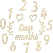 IWOWHERO 1 Set Photo Props Shower Card Flash Cards Food High Contrast Cards Newborn Handprint and Footprint Kit Nail File Month Milestone Monthly Poplar