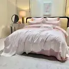 Bedding Set 6pcs Quilt Cover Flat Sheet 100s Cotton Silk Embroidered Pillowcases