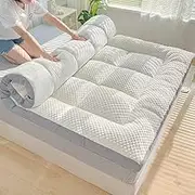 Soft Floor Futon Mattress Thick Portable Foldable Roll Up Double Single Warm Floor Leisure Bed for Bedroom Home(Gray,180x200cm)