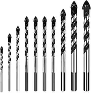 Professional Masonry Drill Bit Set（10PCS ）,3/4/5/6/8/10/12mmTungsten Steel Alloy Industrial Strength Concrete Drill Bits Kit Multi-Material Drill Bits for Brick/Tile Carbide Drill bits by Zupixfer