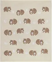 Living Textiles Australiana Baby Blanket - Wombat/Beige,Premium Fabric for Baby's Best Comfort, Pram Bassinet Blanket, Stroller, Cot, Travel, Lightweight, 100% Cotton Knit, Size – 75x85cm