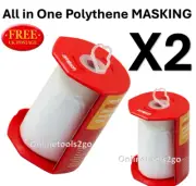 2 x Decorator's Masking Cover Tape Cutter Polythene Windows Doors Paint Protect