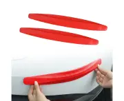 2pcs Car Bumper Protector Soft Rubber Anti Collision Strips Sticker - Red