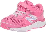 [New Balance] Baby Girls 680 V6 Alternative Closure Running Shoe, Sporty Pink/Astral Glow, 2 Wide Infant