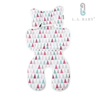 【L.A. Baby】多功能3D涼感推車汽座餐椅座墊-加長型(頭枕可拆可調-配合寶寶成長使用-許願樹)