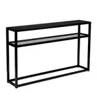 50 Black Glass Frame Console Table With Shelves