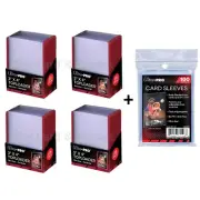 100 Ultra PRO Regular RED 35pt Card Toploaders + SLEEVES Toploader Standard Top