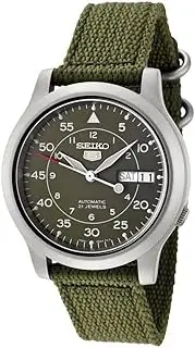 Men's SNK805 SEIKO 5 Automatic Stainless Steel Watch with Green Canvas, Green, 37 mm, casual