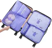 [Go2buy Australia] Go2buy 6pcs Travel Luggage Organizer Set Backpack Storage Pouches Suitcase Packing Bags (Purple)