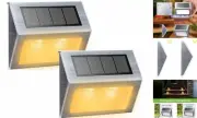 Solar Lights for Steps Decks Pathway Yard Stairs Fences, LED 2 Pack Warm Light