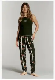 B By TED BAKER Ladies Leopard Design Cotton Vest Pyjamas Sz 14 ~ BNWT
