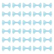 100Pcs Light Blue White Dot Polka Dot Ribbon Bow Ties 1.5"x1" Mini Bowknot
