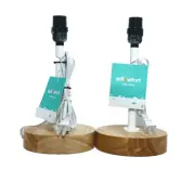 2 Count Table Lamp White/Wood - Pillowfort (New without Lampshade)