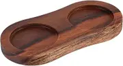 Homoyoyo Stylish Wooden Mill Holder 2 Slot Tray Countertop Grinder Base Salt Pepper Display Kitchen Essential