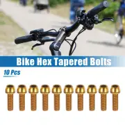 10pcs Tapered Bolts Screws for MTB Bike Bicycle Stem M6x20mm Steel Gold Tone