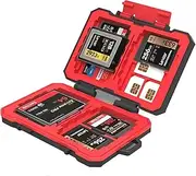 ieron 33 Slots Memory Card Case, CF SD SIM Card Case Holder, Waterproof and Shockproof Memory Card Case with Carabiner, Compact and Portable (Red)
