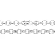 Boys Sterling Silver 7mm Patterned Oval Cast Belcher Chain Necklace