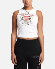 [ED HARDY] Ed Hardy Women's Love Kills Tank White - Size XL XL White