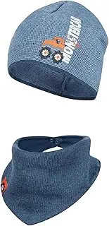 [AJS] Hat + Triangular Scarf Set Boys Transition Hat Monster Truck Spring Autumn