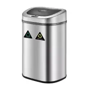 80L Motion Sensor Rubbish Bin Dual Compartment Recycle Kitchen Bin Stainless Ste