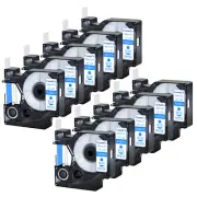10PK 12mm Blue Ink White Tape For Dymo D1 45014 Label LabelManager 100 120P 150