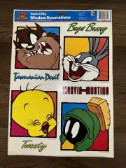 1996 Looney Tunes Static Color Clings Window Decorations Taz Bugs Bunny Tweety