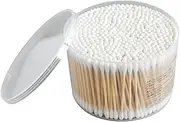 Beatifufu 2 Boxes 500pcs Buds Tips Women Makeup Buds Tip Bamboo Handle Cotton Swabs Box Case Double Heads Sticks for Nail Polish Eye Makeup Removal
