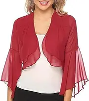 [Generic] Bolero Cardigan Shrug - Cropped Summer Short Sleeve Loose Cape,Ruffle Cropped Chiffon Capes Bolero Shrug Cardigan for Evening Dress