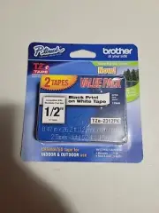 2 Pack Brother Genuine P-Touch TZe-231 Tape TZE2312PK Black Print White Tape NEW