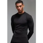 Mens Black Man Active Long Sleeved High Neck Base Layer
