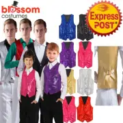 K617 20s Sequins Vest Waistcoat Disco Dance Circus Ringmaster Mardi Gras Costume