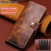 Genuine Leather For iPhone 16 15 14 13 12 11 Pro Max XS 8 Case Wallet Flip Cover