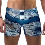 [FNETJXF] Mens Swim Briefs, Men's Athletic Swimwear Briefs, Modern Navy Pattern Marble Lines