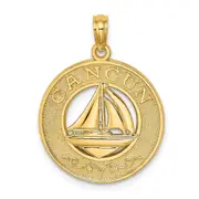 14k Yellow Gold CANCUN w/Sailboat Circle Charm
