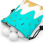 Aliennana Golf Valuables Pouch, Leather Golf Tee Pouch with Drawstring Closure Golf Ball Tee Handbag Portable Golf Accessories