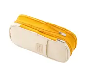Minimalist Style Pencil Bag Large Capacity Canvas Classic Pocket Pen Pencil Case for School-Ginger