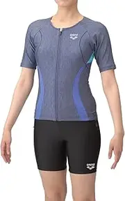 [arena] Swimwear Fitness Separates (Coverback, Middle Leg, Insert Pad), Women's, Blue x Blue (BLBL)