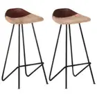 2x Genuine Leather Bar Stools Kitchen Dining Swivel Stool Barstools Chairs