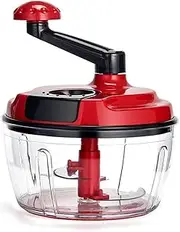 Emapoy Multi-Functional Manual Food Processor, Hand-Powered Crank Chopper, Mincer Blender With Clear Container, For Vegetables Meat Fruits Nuts, Without Base
