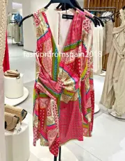 ZARA NEW SHORT PRINTED PATCHWORK DRESS GREEN ECRU XS-XL 3253/221 summer sale!!!