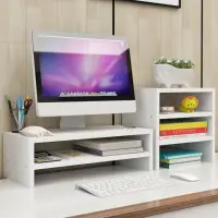 在飛比找momo購物網優惠-雙層增高架 桌上收納架 桌上螢幕架 鍵盤收納架(電腦螢幕架)