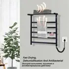 Heated Towel Rack Warmer Rail Wall Mounted Bathroom Electric 6 Bars Dryer Black