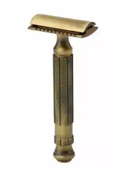 Pearl Shaving Double Edge Safety Razor L-55 Antique Brass (Close Comb) Men Blade