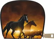 [EdWal] Black Horses Red Glowing Clouds Print Card Holder Unisex Credit Card Case for Men and Women Leather Card Holder, Slim Business Card, White, One Size