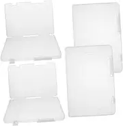 ERINGOGO 4Pcs Transparent Document Storage Box Plastic File Organizer with Lid Portable Project Case for Scrapbook Paper Office Supplies Dustproof and Stackable Design