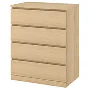 MALM chest of 4 drawers, white stained oak veneer, 80x100 cm