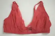 Cosabella Womens Pink Lace Triangle Cups Back Hook Tamaya Wireless Plunge Bra L