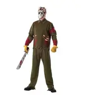 JASON ADULT MENS COSTUME FRIDAY THE 13TH HALLOWEEN HORROR XL MASK SHIRT PANTS